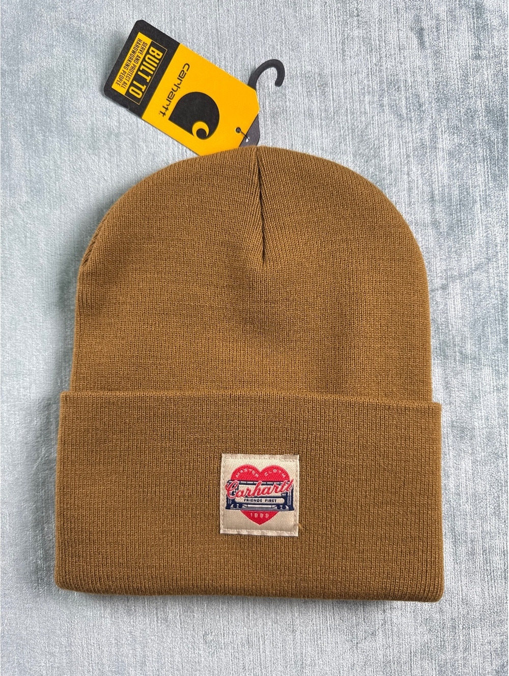 Carhartt Knit Heart Patch Brown Beanie NWT